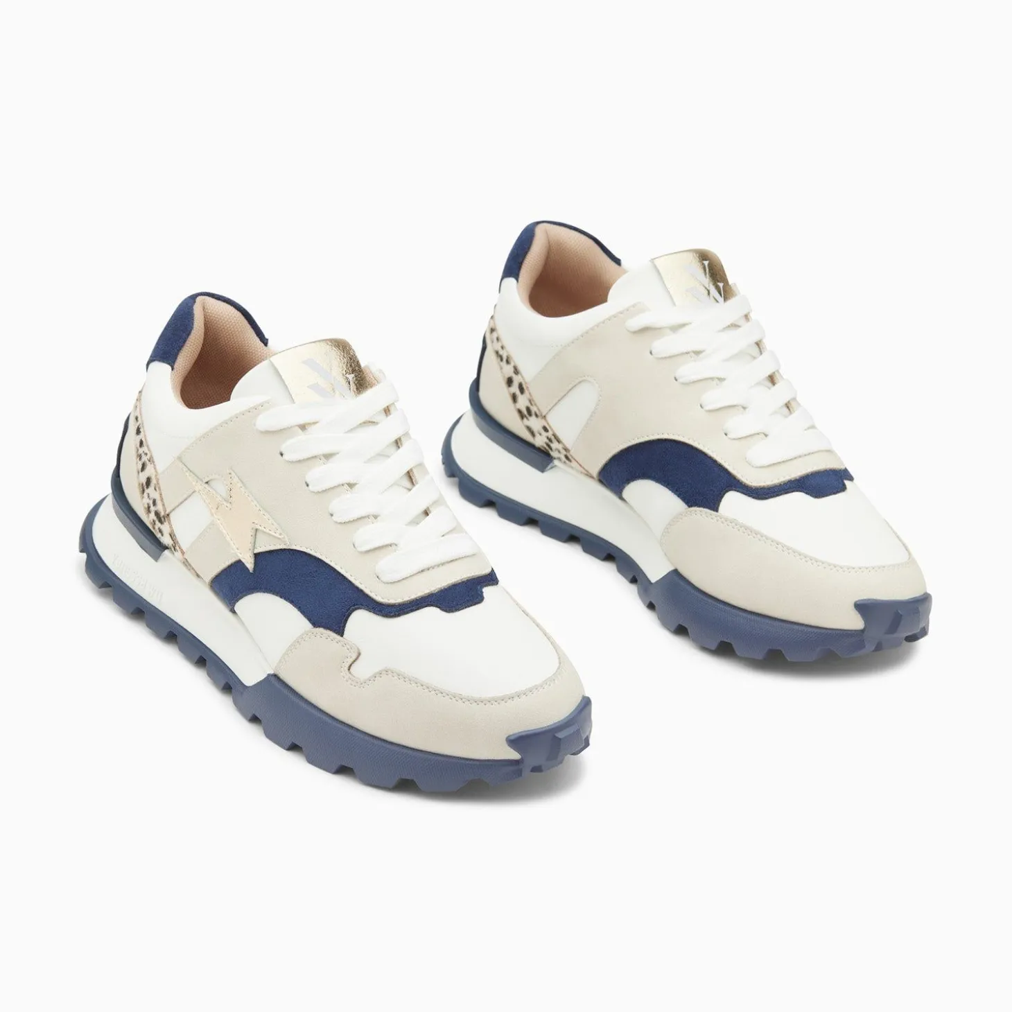 Baskets Eclair Liena Bleu Et Or A Semelle Running