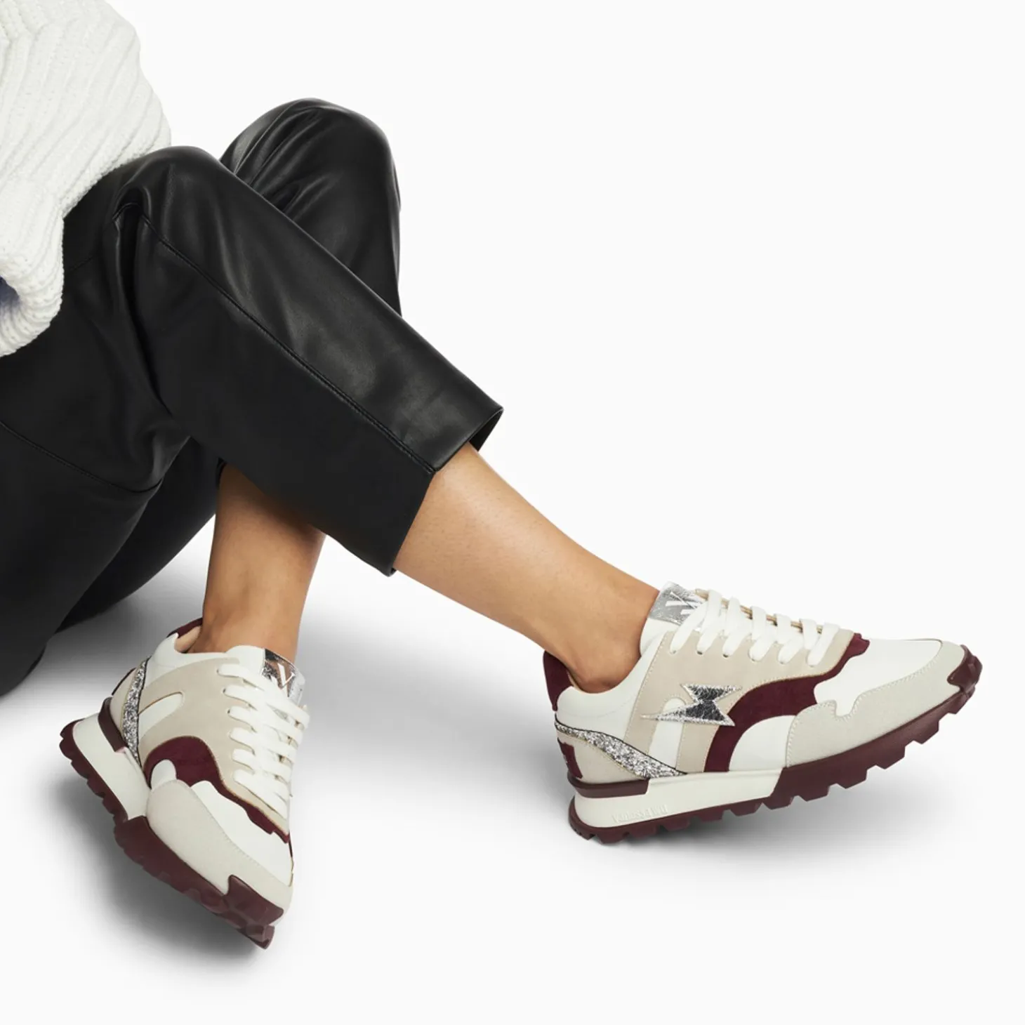 Baskets Eclair Liena Pourpre Et Argent A Semelle Running