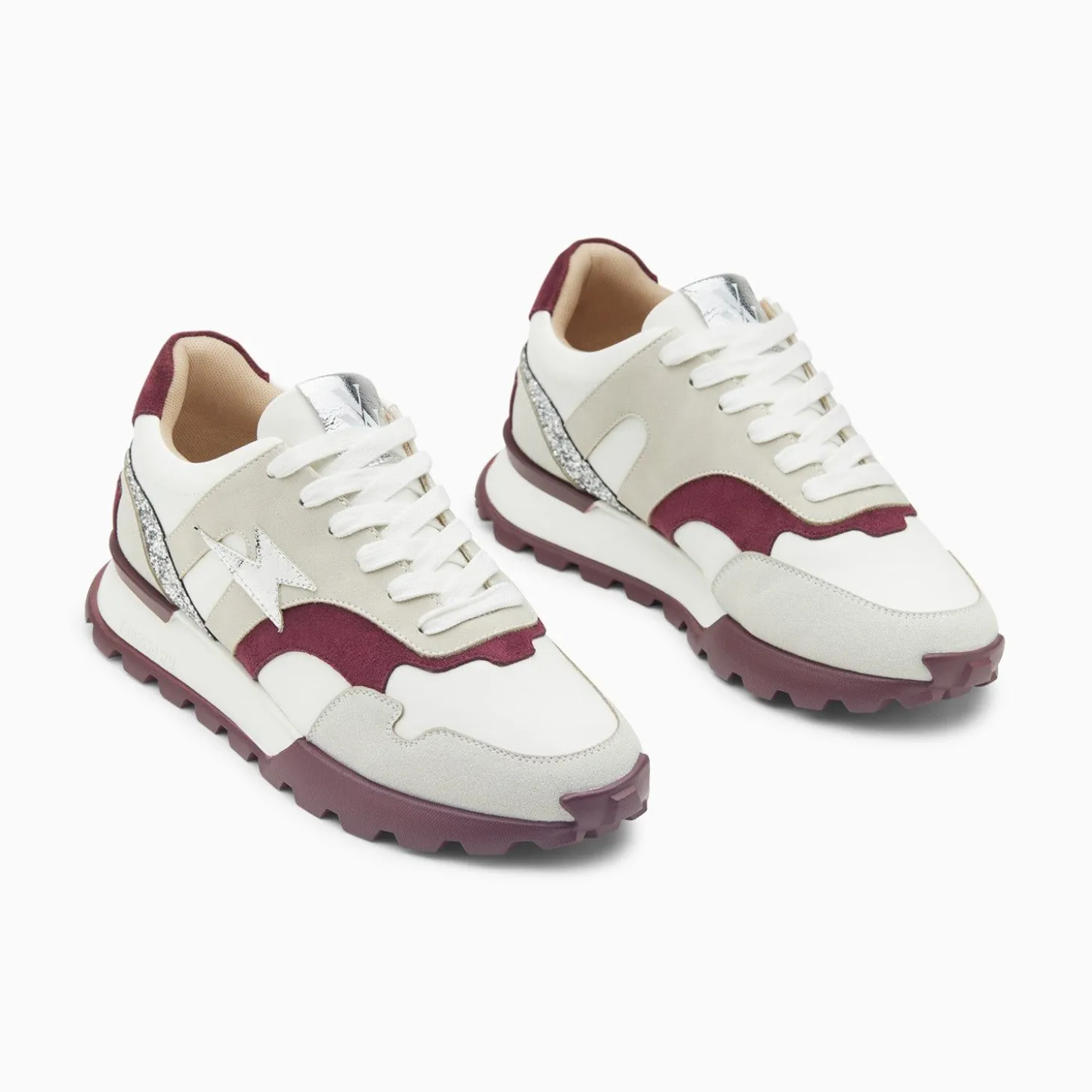 Baskets Eclair Liena Pourpre Et Argent A Semelle Running