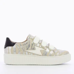Baskets Eclair Lindsey Effet Toile De Jute Beige Et Argent