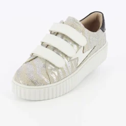 Baskets Eclair Lindsey Effet Toile De Jute Beige Et Argent