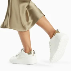Baskets Eclair Lison Blanc Et Or A Scratchs