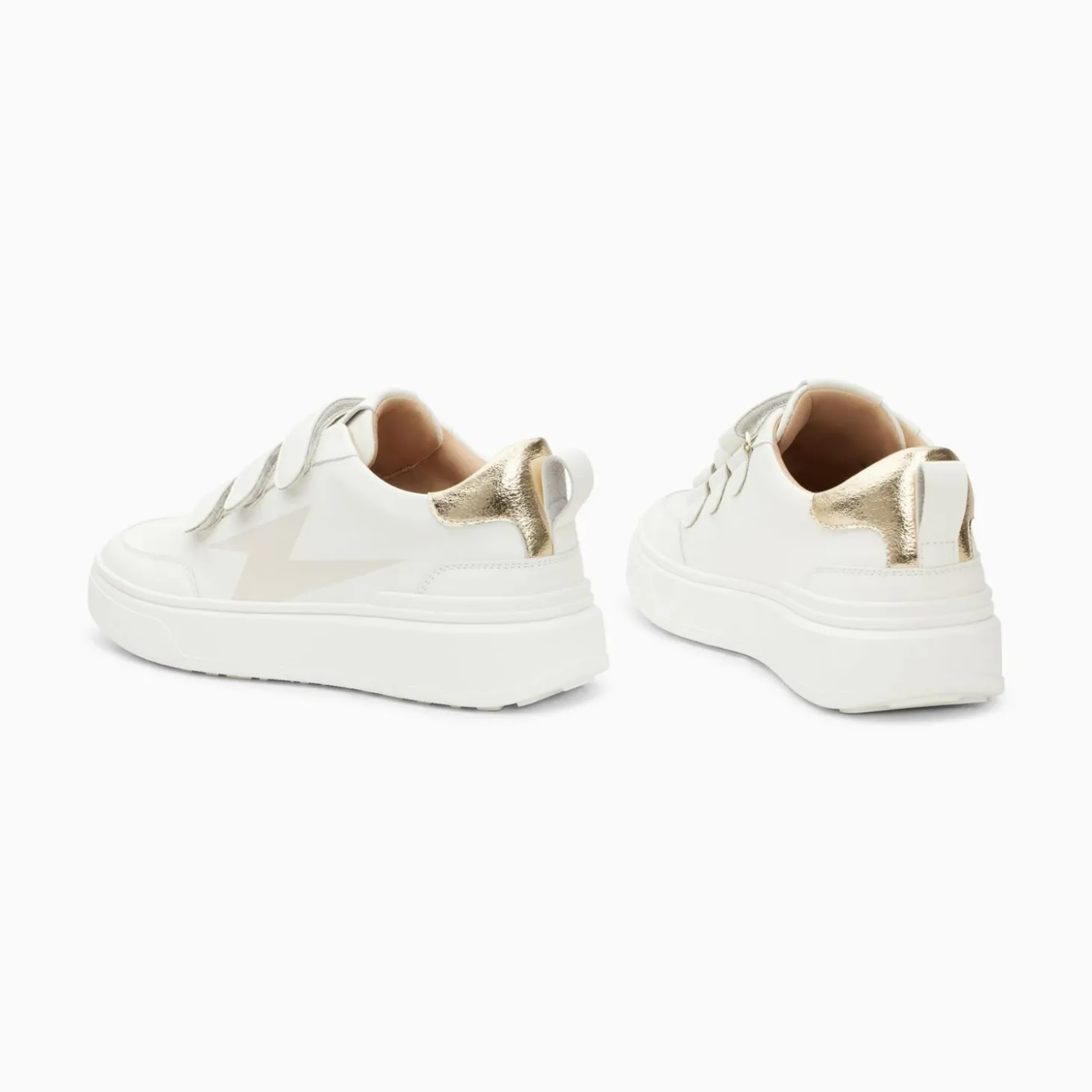 Baskets Eclair Lison Blanc Et Or A Scratchs
