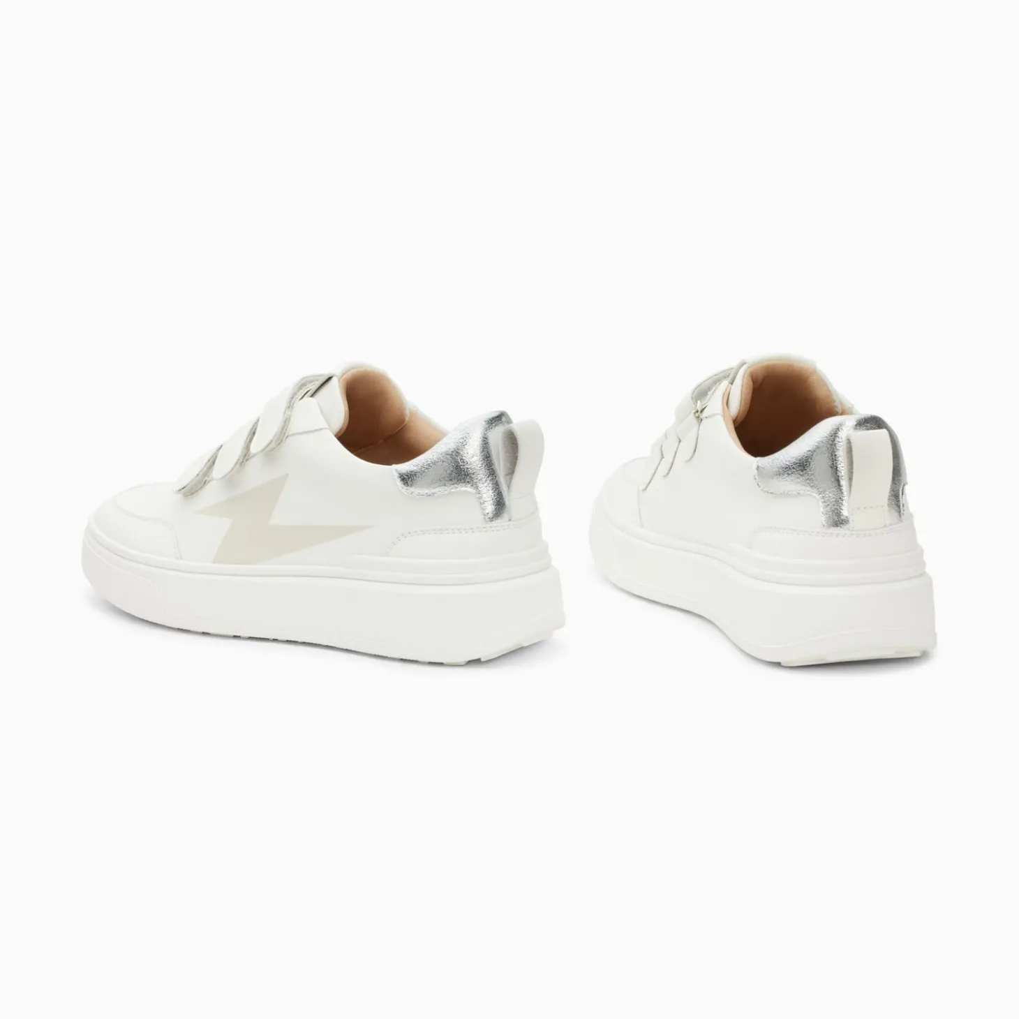 Baskets Eclair Lison Blanc Et Argent A Scratchs