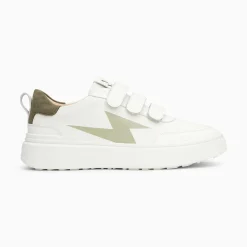 Baskets Eclair Lison Blanc Et Kaki A Scratchs