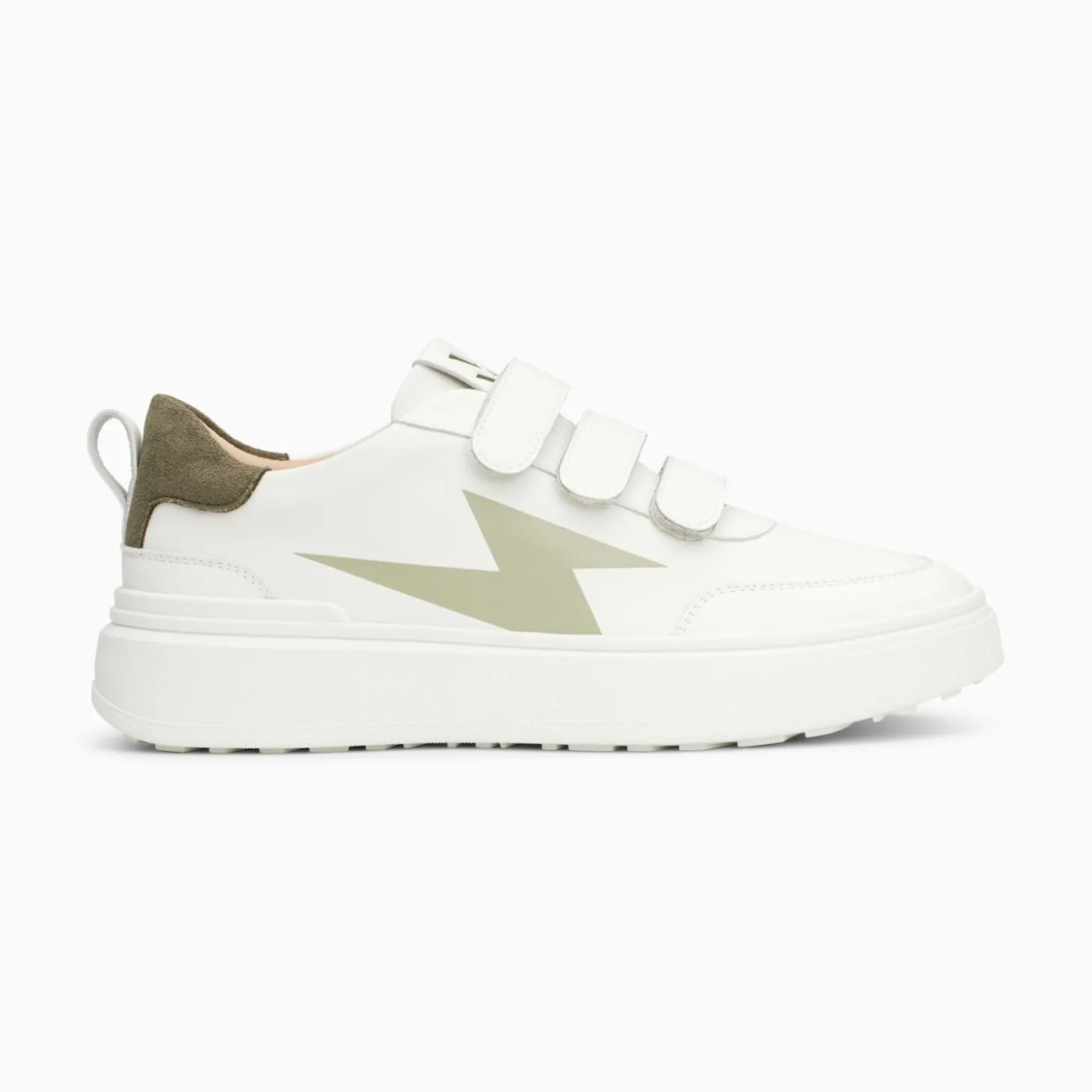 Baskets Eclair Lison Blanc Et Kaki A Scratchs