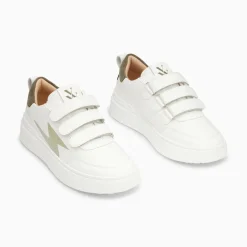 Baskets Eclair Lison Blanc Et Kaki A Scratchs