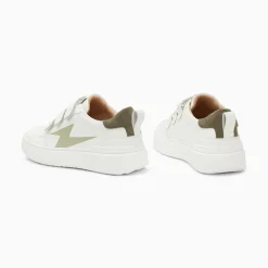 Baskets Eclair Lison Blanc Et Kaki A Scratchs