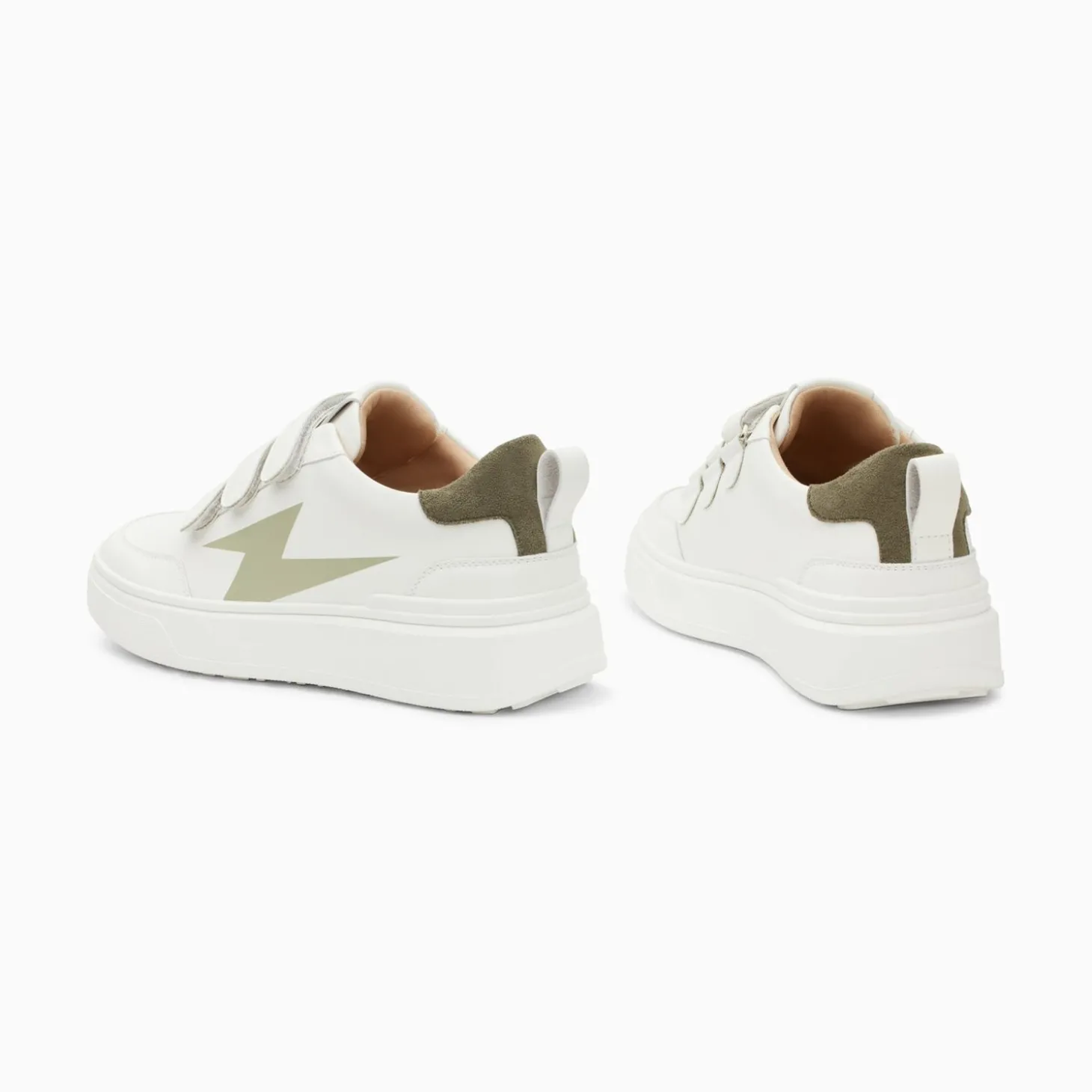 Baskets Eclair Lison Blanc Et Kaki A Scratchs
