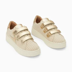 Baskets Eclair Louise Beige Et Or A Scratchs