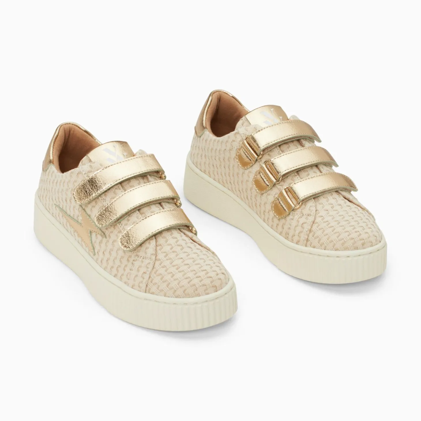 Baskets Eclair Louise Beige Et Or A Scratchs