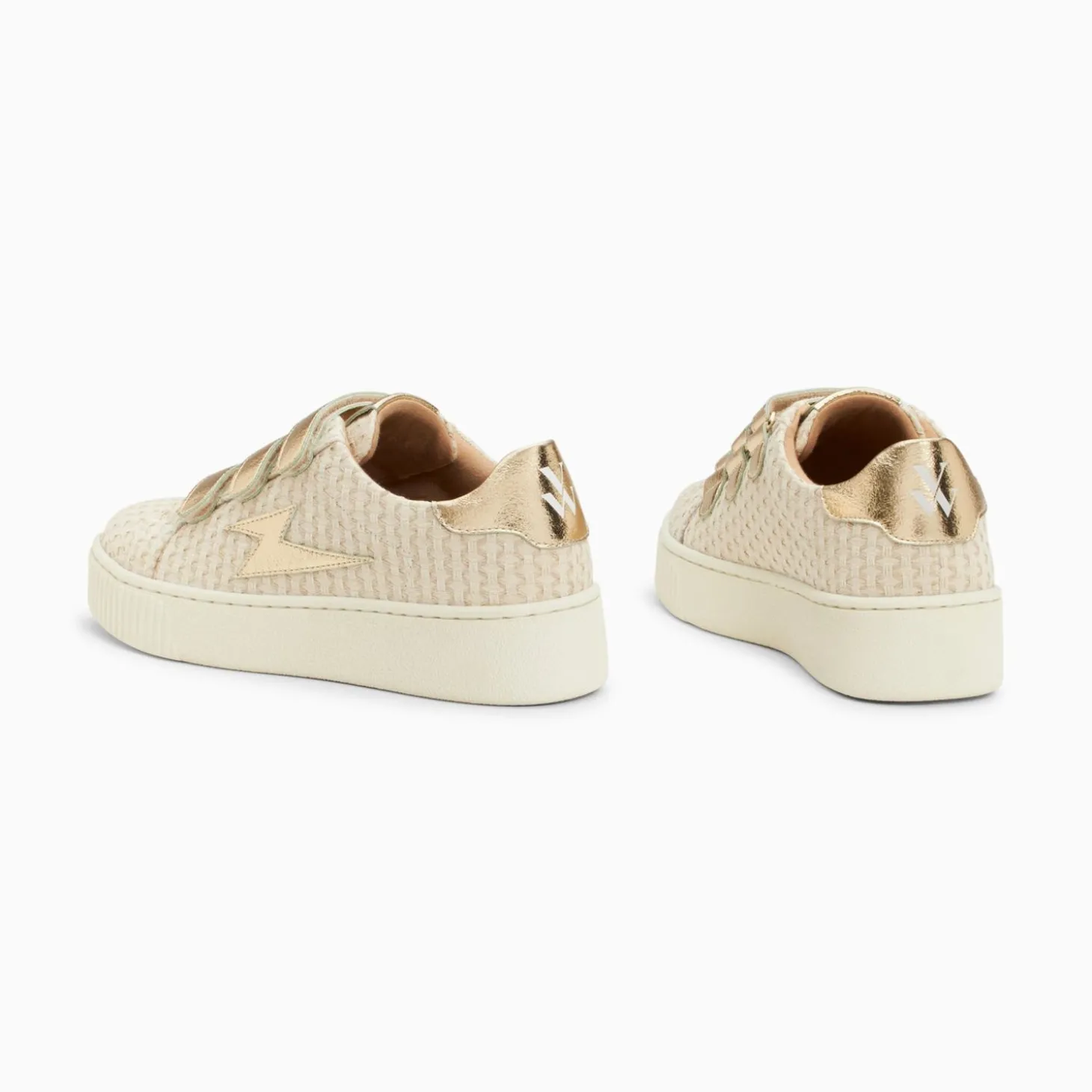 Baskets Eclair Louise Beige Et Or A Scratchs