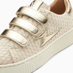 Baskets Eclair Louise Beige Et Or A Scratchs