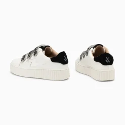 Baskets Eclair Lyanna Blanc Et Argent A Scratchs Leopard Noirs