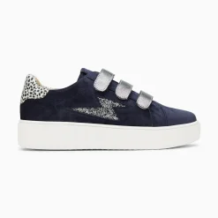 Baskets Eclair Maelle Bleu Et Anthracite A Scratchs