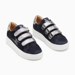 Baskets Eclair Maelle Bleu Et Anthracite A Scratchs