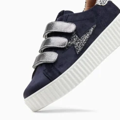 Baskets Eclair Maelle Bleu Et Anthracite A Scratchs