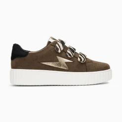 Baskets Eclair Maelle Kaki Et Or A Scratchs