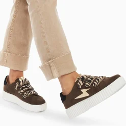 Baskets Eclair Maelle Kaki Et Or A Scratchs