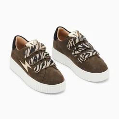 Baskets Eclair Maelle Kaki Et Or A Scratchs