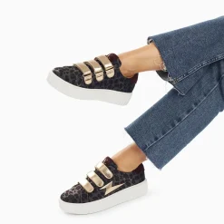 Baskets Eclair Maelle Leopard Et Or A Scratchs