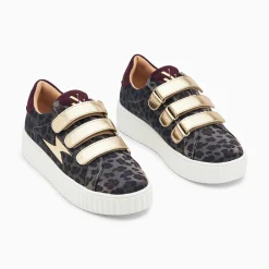Baskets Eclair Maelle Leopard Et Or A Scratchs