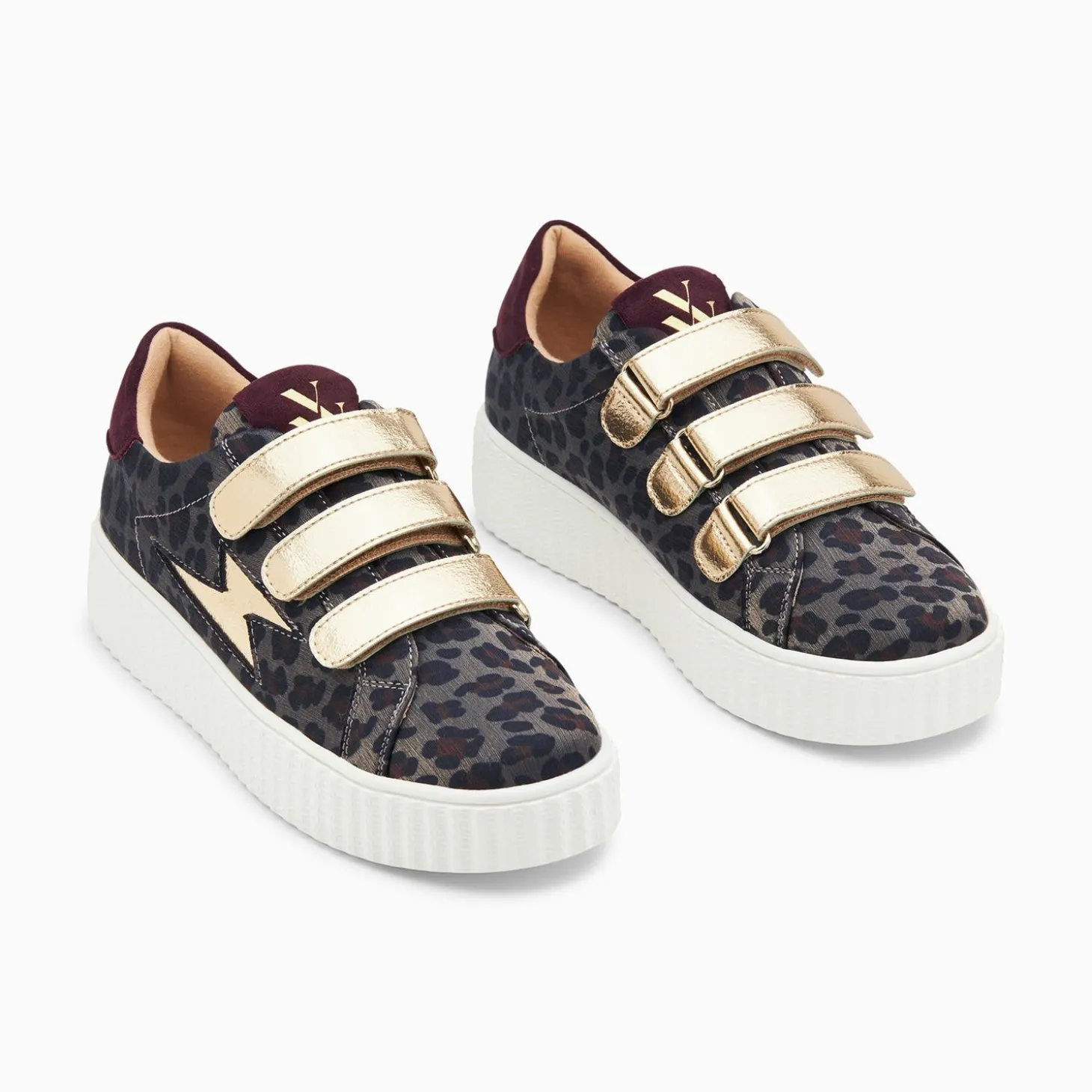 Baskets Eclair Maelle Leopard Et Or A Scratchs