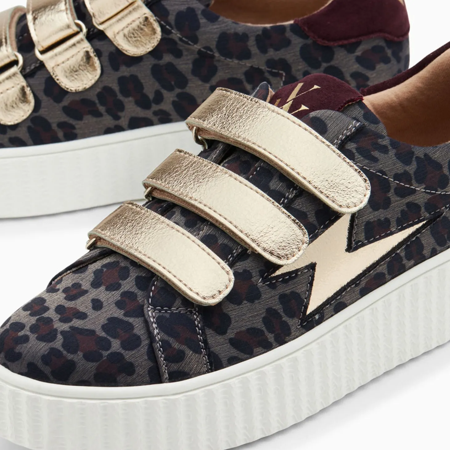 Baskets Eclair Maelle Leopard Et Or A Scratchs