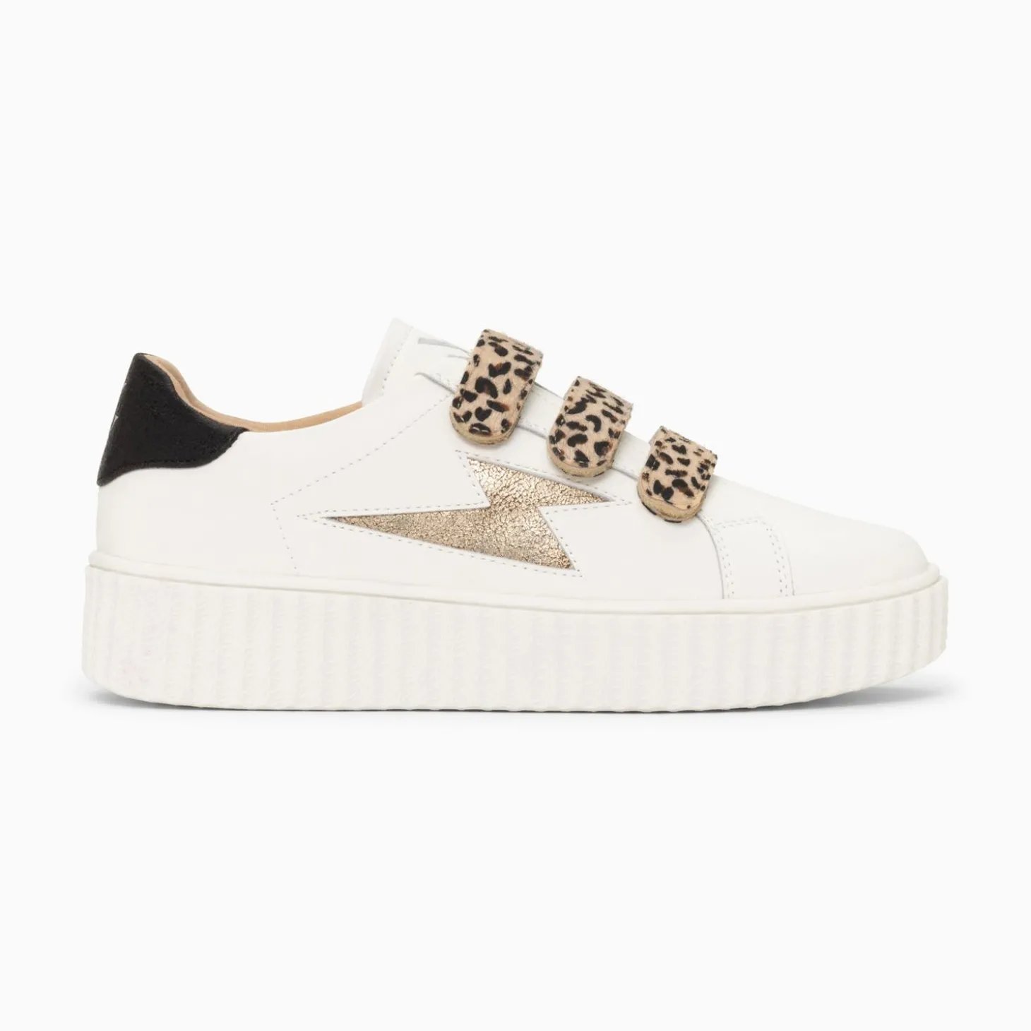 Baskets Eclair Maggie Blanc Et Or A Scratchs Leopard