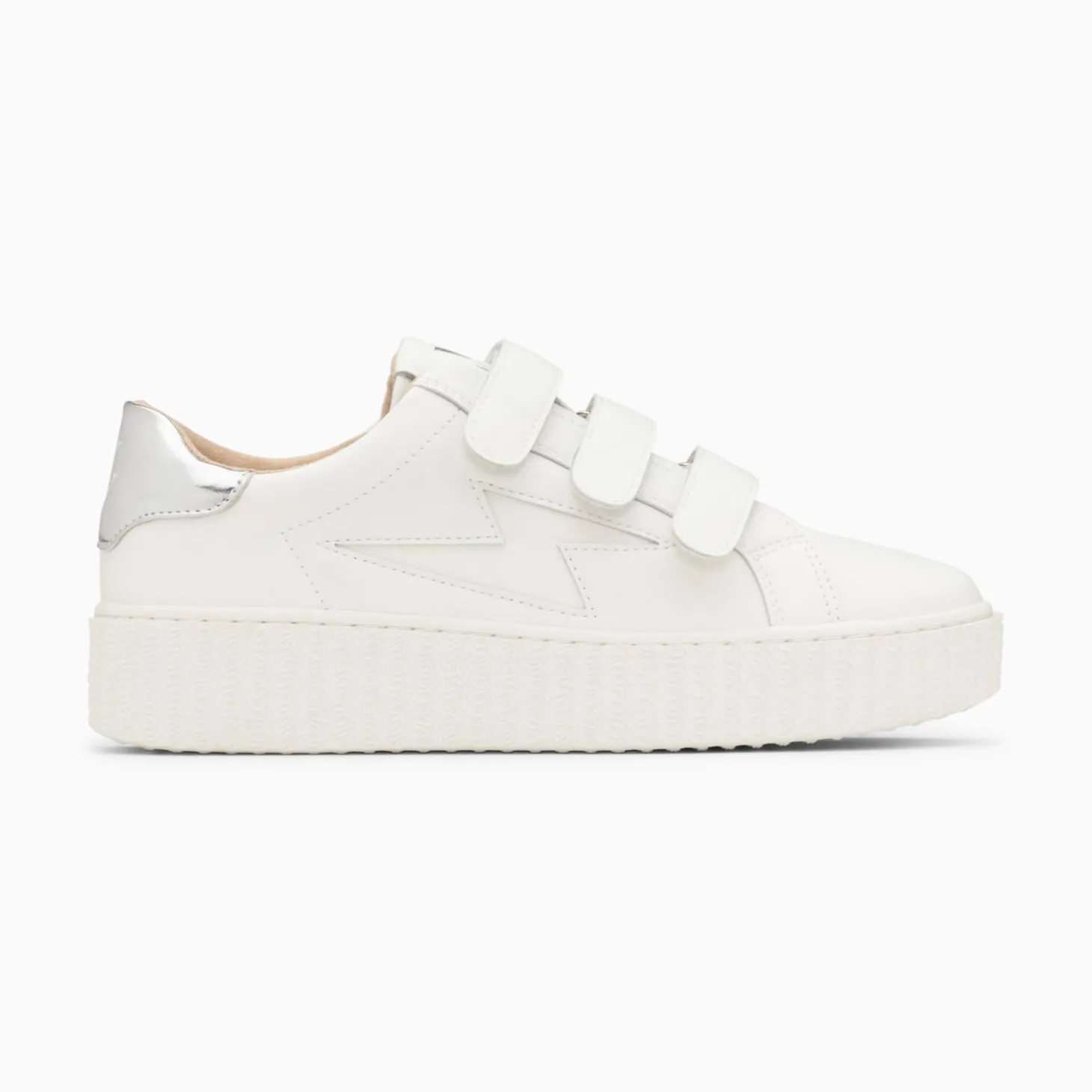 Baskets Eclair Maria Blanc Et Argent A Scratchs