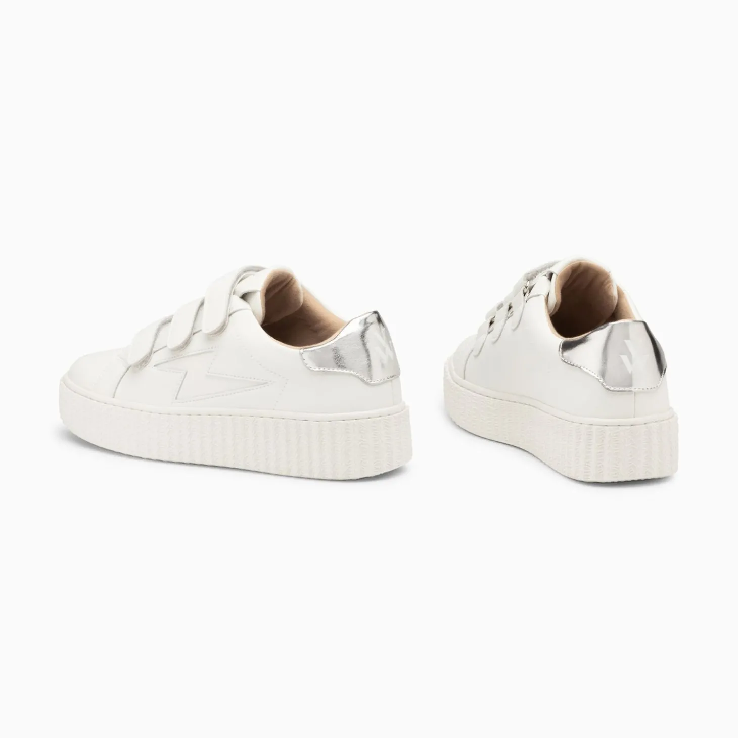 Baskets Eclair Maria Blanc Et Argent A Scratchs