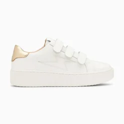 Baskets Eclair Maria Blanc Et Or A Scratchs