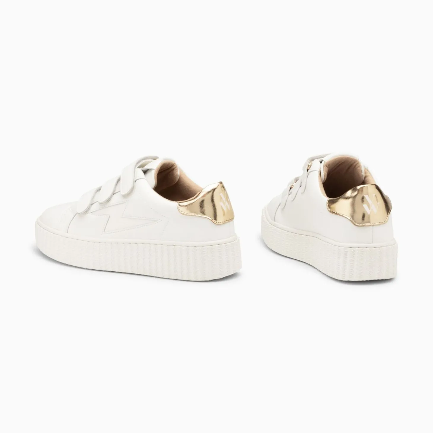 Baskets Eclair Maria Blanc Et Or A Scratchs