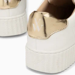 Baskets Eclair Maria Blanc Et Or A Scratchs