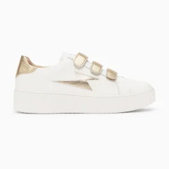 Baskets Eclair Marilou Blanc Et Or A Scratchs