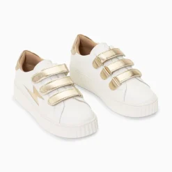 Baskets Eclair Marilou Blanc Et Or A Scratchs