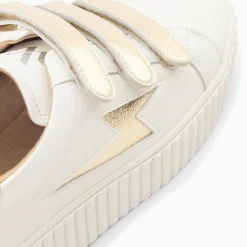 Baskets Eclair Marilou Blanc Et Or A Scratchs