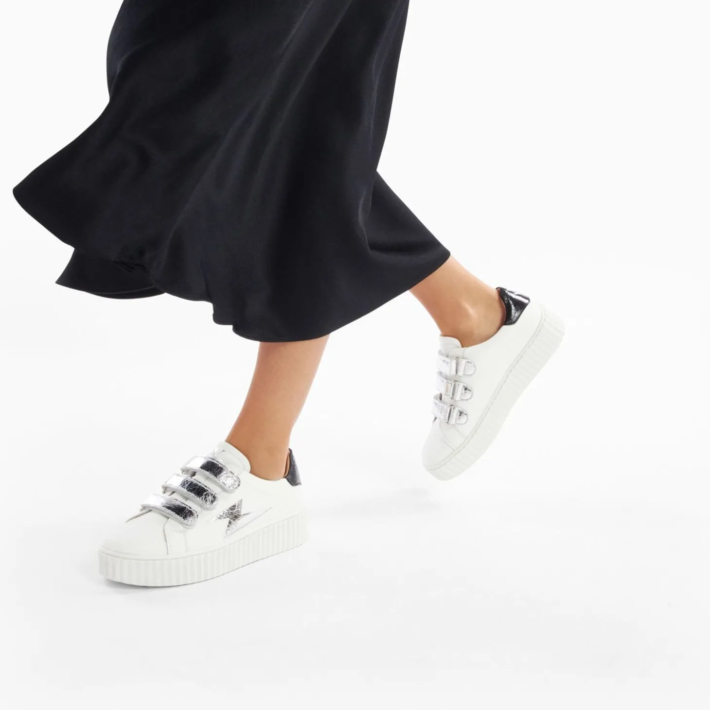 Baskets Eclair Marilou Blanc Et Argent A Scratchs
