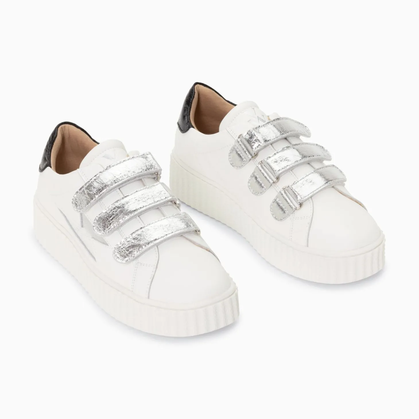 Baskets Eclair Marilou Blanc Et Argent A Scratchs