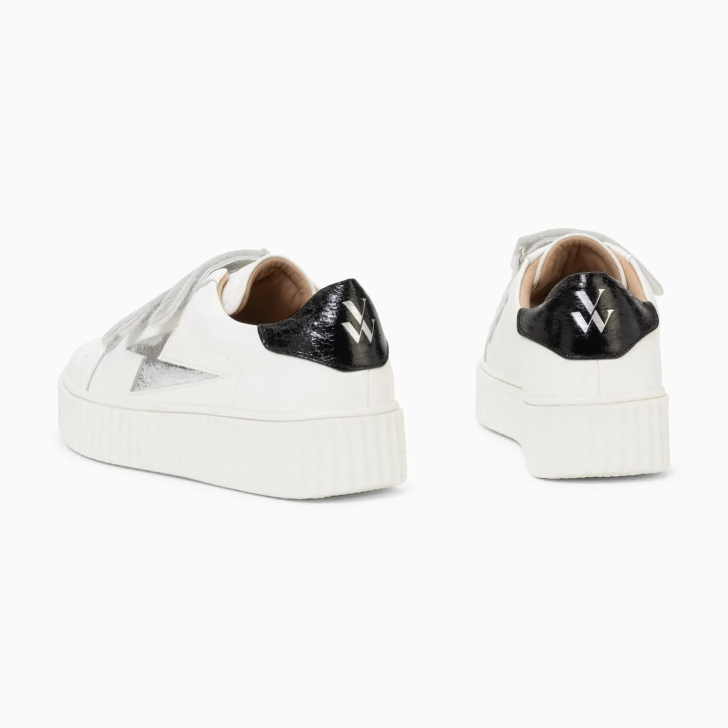 Baskets Eclair Marilou Blanc Et Argent A Scratchs