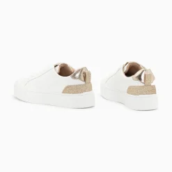 Baskets Eclair Miley Blanc Et Or A Lacets