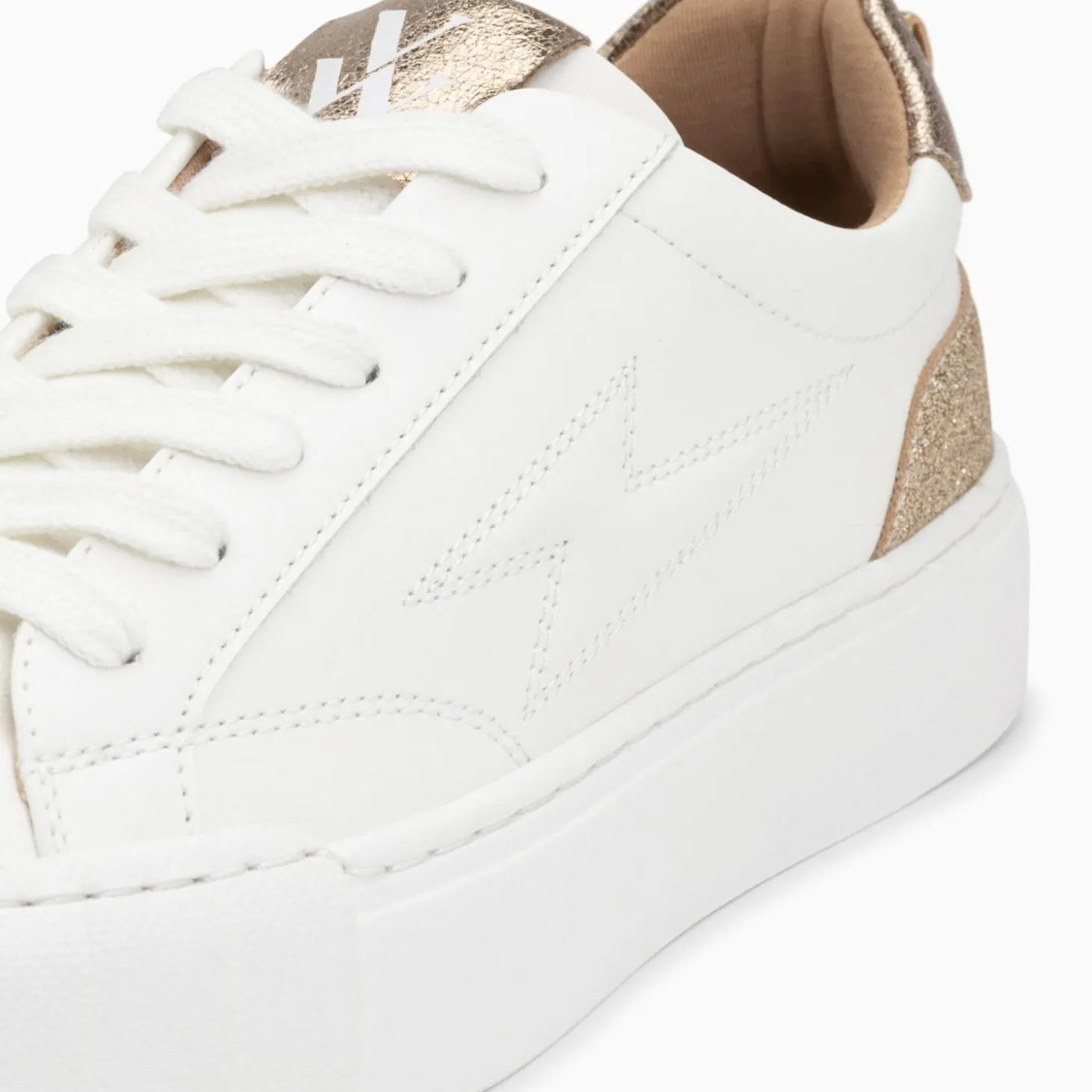 Baskets Eclair Miley Blanc Et Or A Lacets