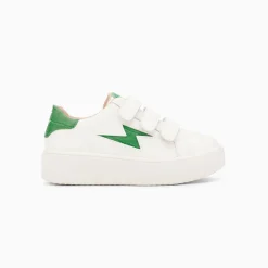 Baskets Eclair Mini Elsa Blanc Et Vert Menthe Croco A Scratchs