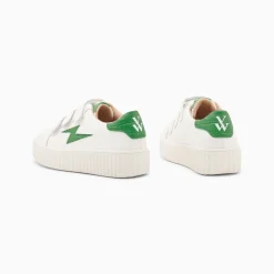 Baskets Eclair Mini Elsa Blanc Et Vert Menthe Croco A Scratchs