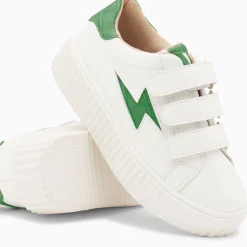 Baskets Eclair Mini Elsa Blanc Et Vert Menthe Croco A Scratchs