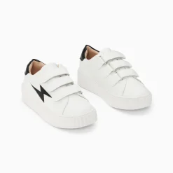 Baskets Eclair Mini Elsa Blanc Et Noir Croco A Scratchs