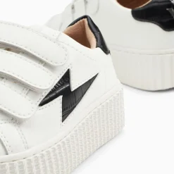Baskets Eclair Mini Elsa Blanc Et Noir Croco A Scratchs