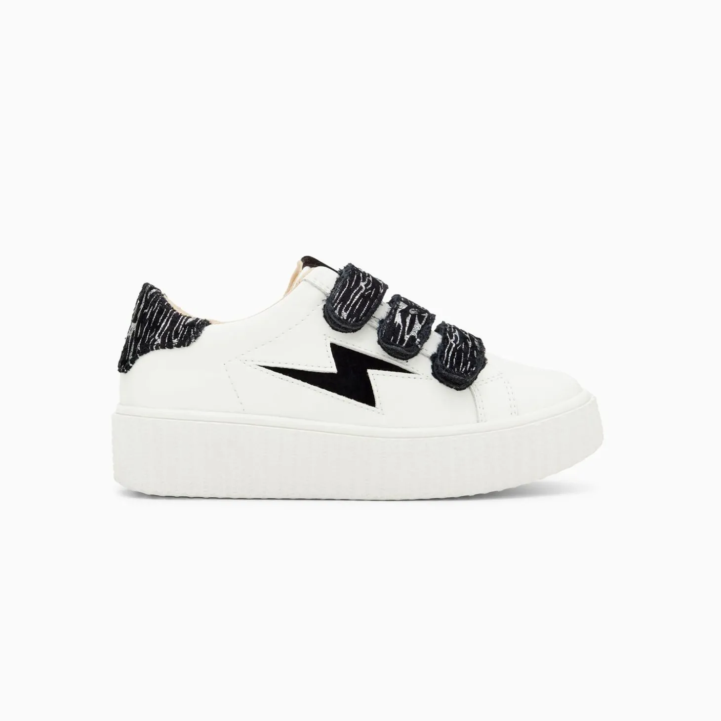 Baskets Eclair Mini Ingrid Blanc Et Noir Zebre A Scratchs
