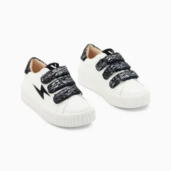 Baskets Eclair Mini Ingrid Blanc Et Noir Zebre A Scratchs