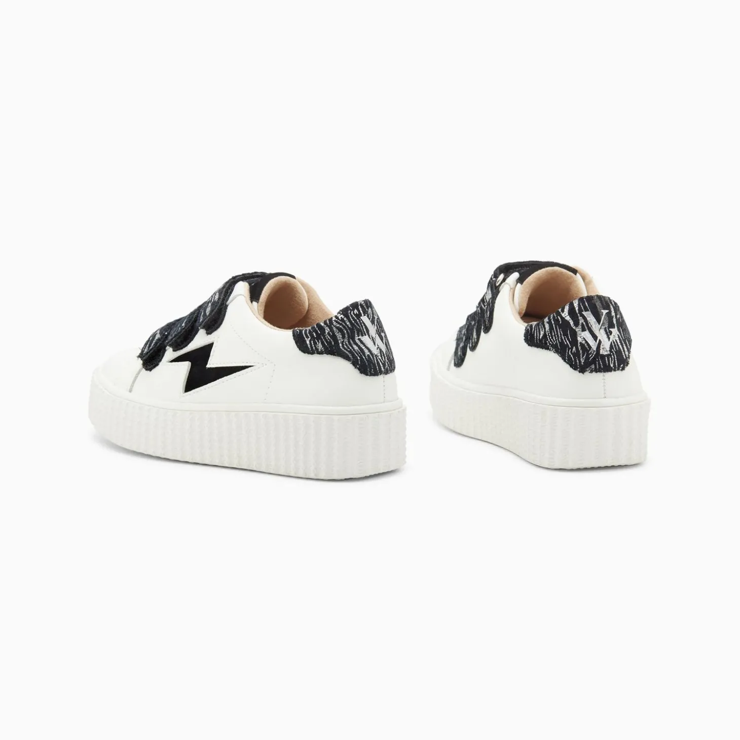 Baskets Eclair Mini Ingrid Blanc Et Noir Zebre A Scratchs